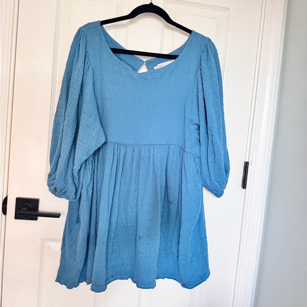 Free People Blue Mini Tiered Baby doll dress 
Size Small